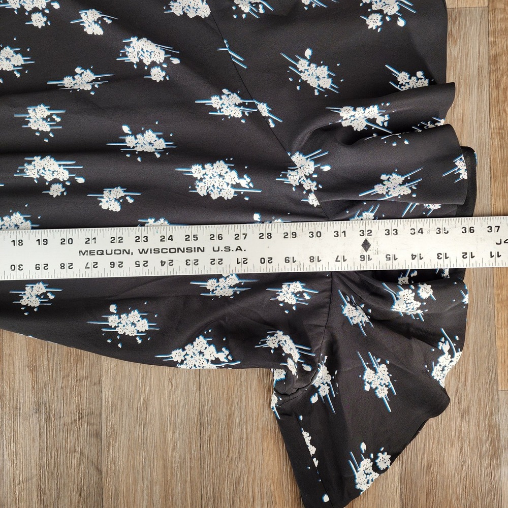 Derek Lam 10 Crosby Black Floral Silk Mini Dress Asymmetrical Ruffle Hem Size 6 - Picture 9 of 15